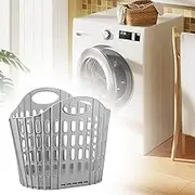 GOKENA Plastic Laundry Basket Set, Fold Flat Easy Store Hamper, Multi-Function Collapsible Bucket for Towels, Toys, Fabrics, Pet Supplies (Grey)