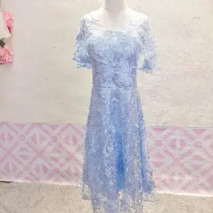 水藍冰雪奇緣刺繡網紗婚紗禮服伴娘服l~xl可穿CNTOP (7.7折)