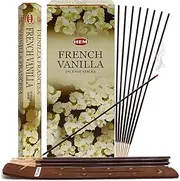 TRUMIRI French Vanilla Incense Stick Bundle: 1 Set of 120 Sticks (1 Box of 6 Packets, Each Packet Contains 20 Sticks) with Trumiri Incense Holder