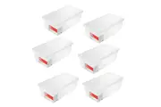 6 x Clear Stackable Box Container With Lid Home Kitchen Office Organiser Tub 6L