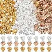 SUNNYCLUE 1 Box 150Pcs 3 Colors Metal Flower Bead Caps Flower Stamen Beads Bulk Alloy Floral Stamens Connection Base Cabochons Charms for Jewelry Making Earring Bracelet Necklace DIY Crafts Supplies