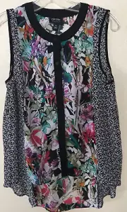 Nicole By Nicole Miller Button Down Flowy Sleeveless Top Multicolor Size M. NWT