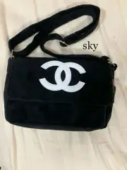 Rare New CHANEL Novelty Shoulder Bag PRECISION Black White Logo Diagonal Mokomok