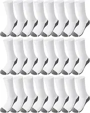 Skicuff 24 Pairs Cushioned Crew Socks for Men Breathable Athletic Socks Bulk Outdoor Sports Socks for Men 6-13 Work Running
