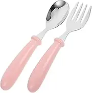 CHICAMPERA 1Set Cutlery Set Safe Stainless Steel Spoons Forks for Non Slip Handle Design Includes Container Box for Self Feeding and Fine Motor Skill Development