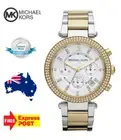 NEW MICHAEL KORS PARKER MK5626 SILVER/GOLD/WHITE/CRYSTAL CHRONO WOMENS WATCH