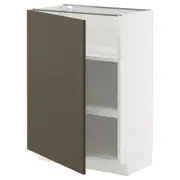 METOD base cabinet with shelves, white/Havstorp brown-beige, 60x37x80 cm