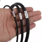 Classic Men'S Women'S Leather Choker Necklace Black Brown Braided Rope Chain Sta