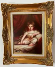 Oil on Canvas Portrait of a Sweet Young Child - ornate gold frame