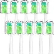 Compatible with Voom Sonic - Go 1 Electric Toothbrush Replacement Brush Heads,for Voom Sonic - Go 1 Electric Toothbrush,10 Count (White, Medium)