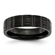 Chisel Titanium Brushed and Polished Black IP-plated 6mm Notched Band