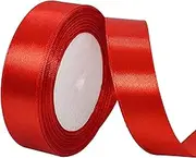 YQQZQ Satin Ribbon for Valentine,Polyester Gift Wrapping Ribbon for Crafting Valentine Bouquets DIY Sewing Project Cake Wedding Mother's Day Birthday Party Decoration(22m Length 25mm Width) (Red)