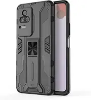 [YukeTop] Cover for Oppo A17 Case, Hard PC + Soft TPU, Invisible Bracket, Car Magnetic Patch, Drop-Proof, Protective Cell Phone Cover for Oppo A17.(Black)