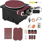 Electric Mini Disc Sander, 6 Inch Polishing Grinder with 7 Adjustable Speed, 0-8000RPM/MIN, 150mm Sand Disc Diameter, Mini Belt Sander, Multifunctional Small Size Abrasive Belt Machine for Wood Crafts