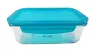 Tupperware PremiaGlass Clear Blue Seal Rectangular Food Storage Container 1.0L