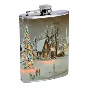 Christmas D4 8oz Stainless Steel Hip Flask