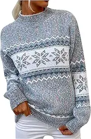 [DSAoTeng] Women's Wool Fisherman Cable Turtleneck Sweater-Fashion Warm Soft Snowflake Pattern Long-Sleeve Knitwear Pullover for Festive Holiday Jumper Autumn Winter
