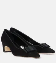 [Manolo Blahnik] Manolo Blahnik Reador bow-detail suede pumps AU 6 black