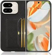 [Jarttarn] Compatible with Google Pixel 9 Pro Fold Case, Premium PU Leather Ultra Slim Shockproof Back Bumper Phone Case Cover with Card Slot for Pixel 9 Pro Fold Phone Case (Black)