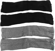 Ieron Pair Short Leg Warmers for Women Knitted Leg Warmers Dance Stockings Winter Leg Warmers for Dance Ballet Yoga 80s Costume Accessories (Black/Grey, 40cm)