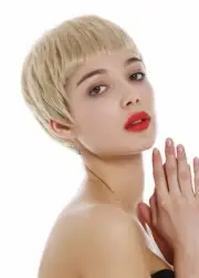 Wig Ladies Women Short Pixie Cut short Hairstyle Fringe Blonde MX Highlights