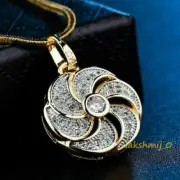 3.40CT Round Cut Diamond Swirl Style Jewelry Pendant 14K Two-Tone Gold Finish
