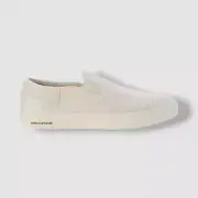Sun + Stone Men's White Sierra Denim Patchwork Slip-On Sneaker Shoes Size 11M