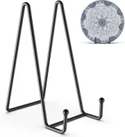 HONGYUTAI 3 Pack 8 Inch Plate Stands for Display Picture - Table Top Black