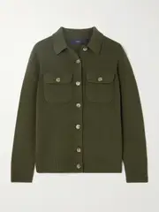 [Arch4] Arch4 - Sackville Cashmere Cardigan - Army green - small small Green