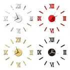 3D Mirror Wall Clock Sticker DIY Acrylic Roman Number Art Decal Wallpaper