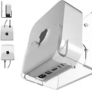 Alloery Acrylic Wall Mount for Mac mini M4/M4 Pro,Wall Holder Desktop Accessory (Transparent White)