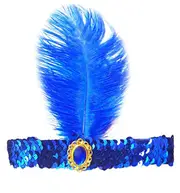 Blue 1920s Feather Great Gatsby Flapper Headband