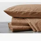 NWT$258 Coyuchi Crinkled Organic Cotton Percale Sheet Set Ginger California King