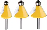 Yakamoz 3Pcs 1/4 Inch Shank Chamfer Edge Forming Router Bit Set Bevel Edging Cutter Bits with Bearing Guide Woodworking Cutting Tool | 1 Inch Cutting Length | 15 22.5 30 Degree Cutting Angle