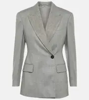 [Brunello Cucinelli] Brunello Cucinelli Embellished wool blazer AU 14 grey