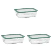 3PK Ecology Store Rectangle Clear Glass Food Storage Container 1520ml Eucalyptus