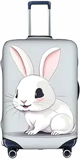 [HTTUP] Cute White Rabbit Print Practical Elastic Washable Travel Luggage Cover with Concealed Zipper for Suitcases, White, Medium
