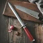 Knife Sharpener Rod Wood Handle Diamond Sharpening Grinding Stick Honing Steel