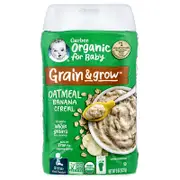 Gerber, Organic for Baby, Grain & Grow™, 2nd Foods, Oatmeal Banana Cereal, 8 oz (227 g)