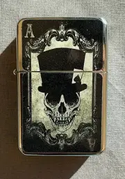 Ace of Spades Skull Top Hat Flip Top Oil Lighter Windproof