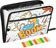 Customizable Expandable Folder with Dividers 13 Pockets A4 Letter Size with Zipper Closure for Classroom Home Office Travel Cartoon Scrawl Letters Yellow para guardar documentos