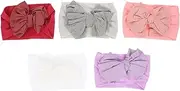 QUMIIRITY 5Pcs Newborn Headbands Elastic Nylon Hairbands with Lovely Bowknots for Unisex Design for Photoshoots Indoor Outdoor Use Grey