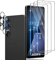 Xunzii Screen Protector for Sony Xperia 1 VII 5G for Tempered Glass with Camera Protection [3+2 Pieces], 0.33 mm Ultra Clear Film, 9H Hardness Screen Protector, Anti-Scratch Protective Glass