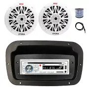 Pyle Marine CD Radio,Adapter,Spa Bezel, Antenna,Wire, 2x 8'' 300W White Speakers