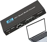 Quad Monitor | TV Screen Adapter,4K 4-in-1 Seamless Multi-Display Adapter for Home Theater Game Setup Live Streaming Security Monitoring