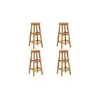4 Pcs Bar Stools Solid Acacia Wood