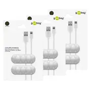 6x Goobay 4 Slots Adhesive Cable 6.4cm Organiser Cord/Wire Management White