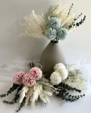 Pampas Grass Bouquet Bunch Dahlia Eucalyptus White pampas grass Gum Artificials