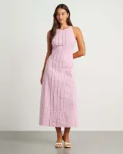 [Jag] Jag Women's Poppy Gingham Maxi Dress In Pink Size 12 12 Pink