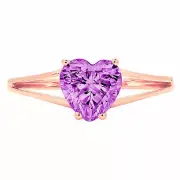 1.5 Heart split shank Alexandrite Gem Wedding Bridal Promise Ring 14k Rose Gold